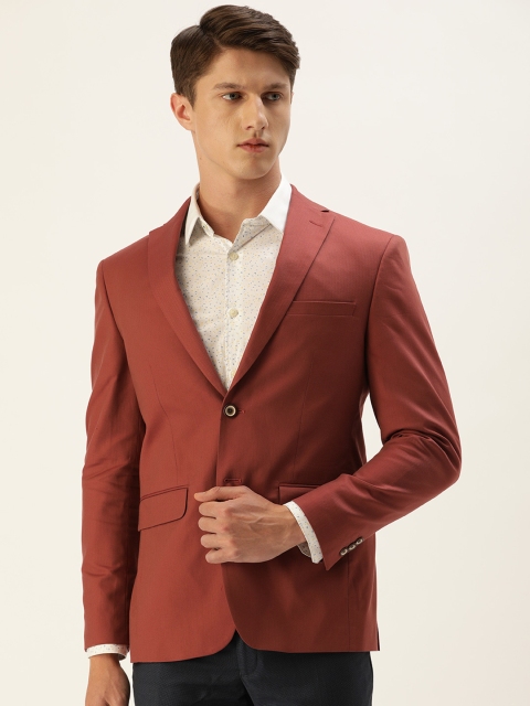 

Peter England Men Red Solid Neo Slim-Fit Single-Breasted Blazer