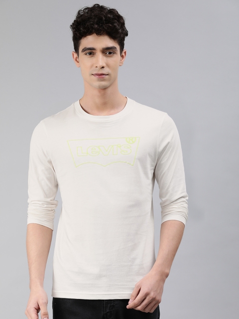 

Levis Men Off White Yellow Printed Pure Cotton T-shirt