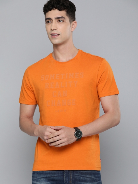 

Levis Men Orange Printed Round Neck Pure Cotton T-shirt