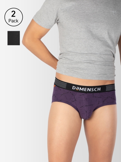 

DAMENSCH Men Pack of 2 Deo-Cotton Deodorizing Basic Briefs DAM-CTM-B-PNP-SWB, Purple