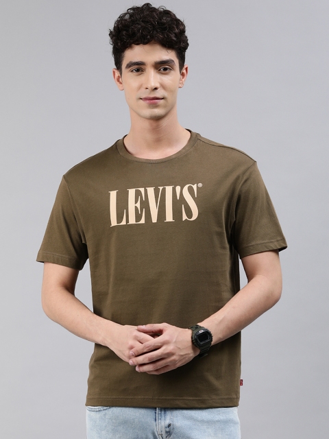 

Levis Men Olive Green Brand Logo Printed T-shirt