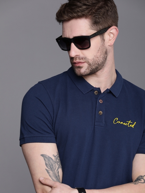 

WROGN Men Navy Blue Polo Collar T-shirt