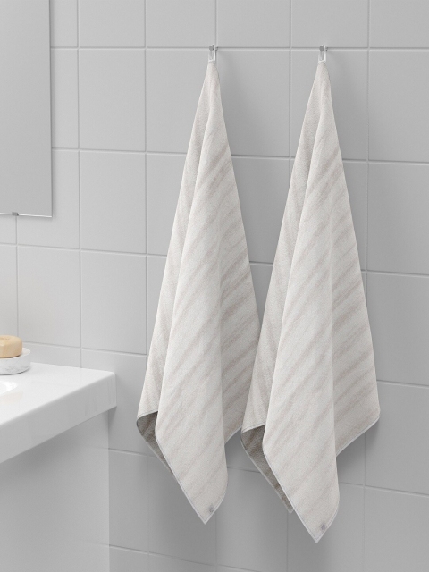 

Himeya Set Of 2 White & Grey Striped 500 GSM Organic Cotton Sustainable Hand Towels