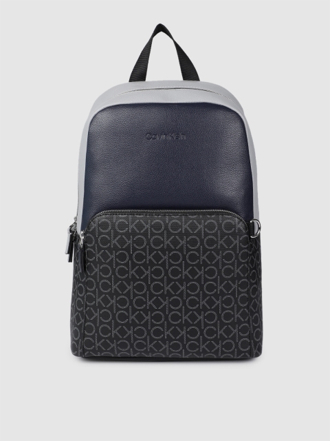 

Calvin Klein Men Navy Blue & Black ROUND BP Brand Logo Backpack