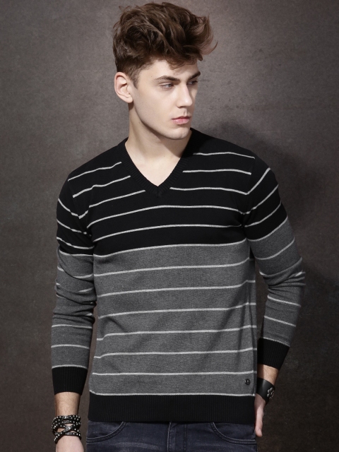 

Roadster Black & Grey Striped Sweater