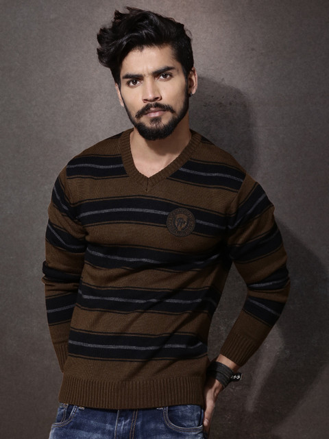 

Roadster Brown Striped Sweater