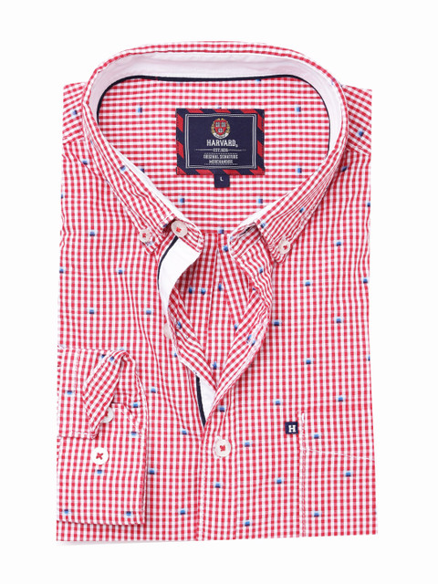 

HARVARD Red & White Checked Casual Shirt
