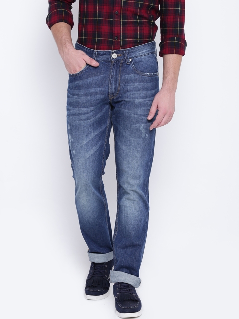 

U.S. Polo Assn. Men Blue Badger Slim Fit Mid-Rise Low Distress Jeans