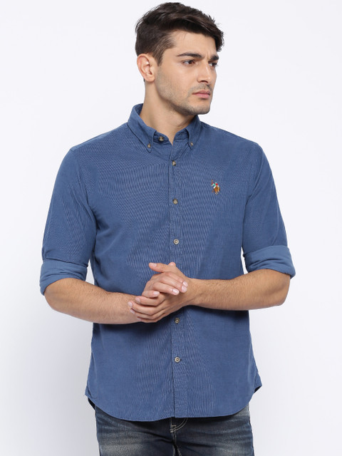 

U.S. Polo Assn. Blue Tailored Fit Corduroy Shirt