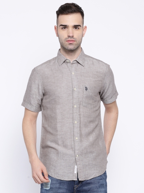 

U.S. Polo Assn. Taupe Tailored Fit Linen Casual Shirt