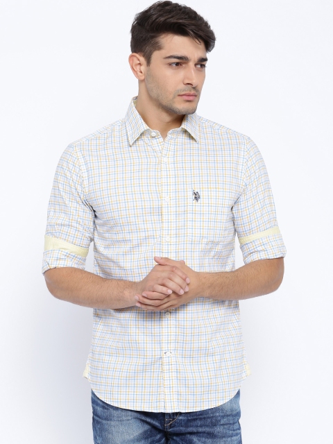 

U.S. Polo Assn. Yellow & Blue Tailored Fit Checked Casual Shirt