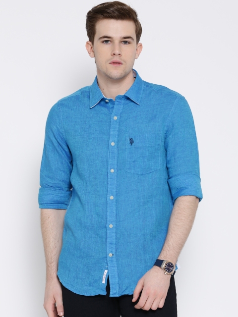 

U.S. Polo Assn. Blue Linen Tailored Fit Casual Shirt