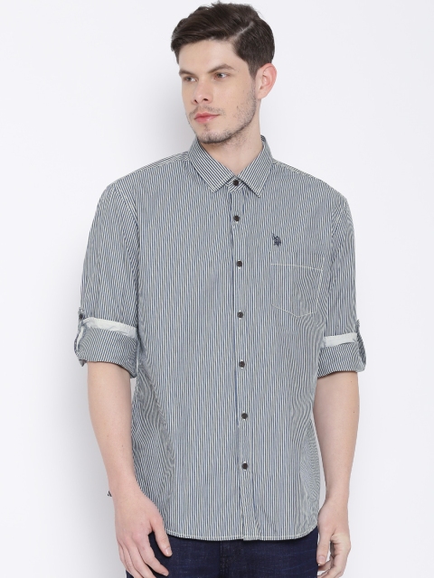 

U.S. Polo Assn. Denim Co. Off-White & Navy Striped Casual Shirt