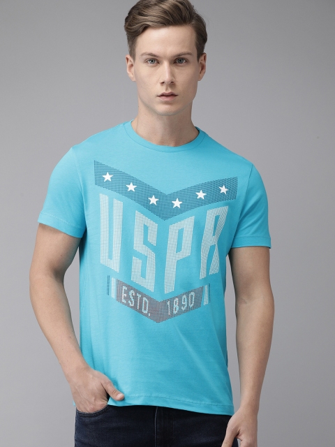 

U.S. Polo Assn. Denim Co. Men Blue Printed Round Neck T-shirt