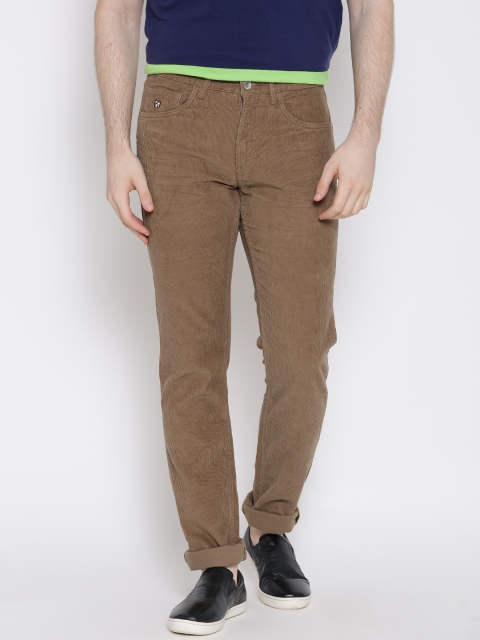 

U.S. Polo Assn. Brown Corduroy Slim Fit Casual Trousers