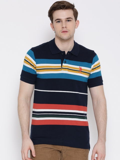 

U.S. Polo Assn. Multicoloured Striped Polo Pure Cotton T-shirt, Multi