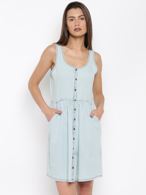 

ONLY Blue Denim A-Line Dress