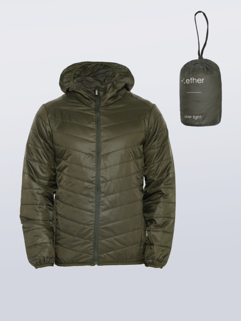 

ether Men Olive Green Hooded Uber Light Jacket