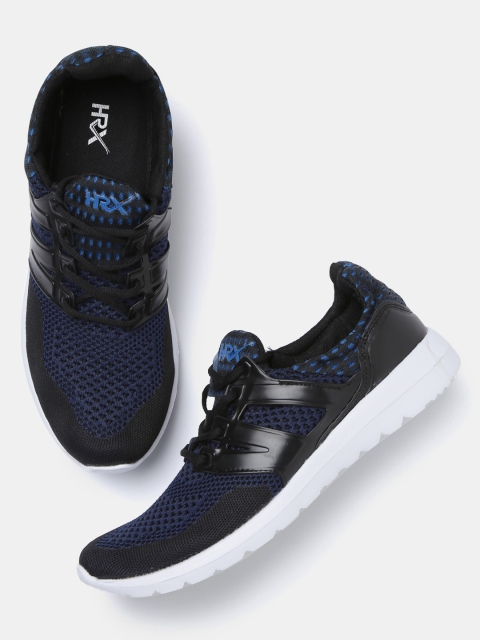 

HRX by Hrithik Roshan Men Navy & Black Woven Fly Sneakers, Navy blue
