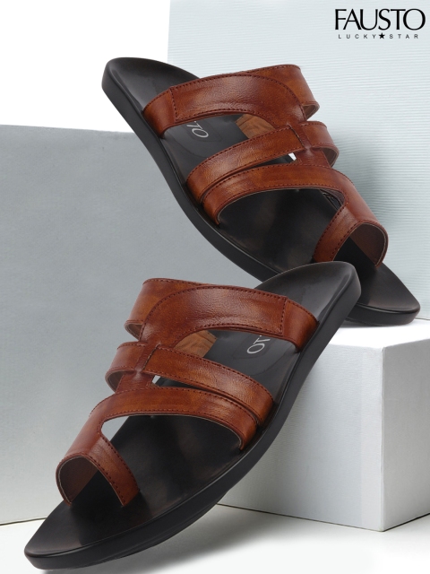 

FAUSTO Men Brown Solid Comfort Sandals