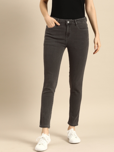 

ether Women Grey Skinny Fit High-Rise Clean Look Stretchable Cropped Jeans