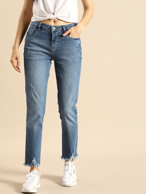 

ether Women Blue Slim Fit Mid-Rise Mildly Distressed Stretchable Jeans