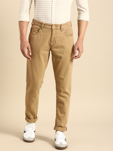 

ether Kora Natural Dyed Men Brown Tapered Fit Mid-Rise Sustainable Clean Look Pure Cotton Jeans