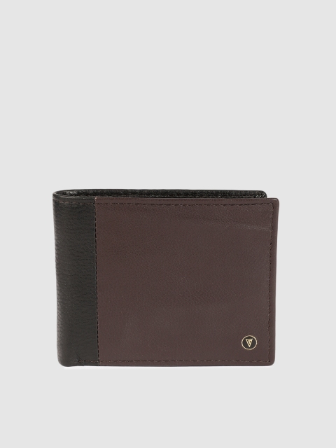 

Van Heusen Men Brown & Black Colourblocked Leather Two Fold Wallet