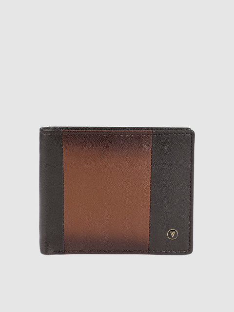 

Van Heusen Men Brown & Black Colourblocked Leather Two Fold Wallet