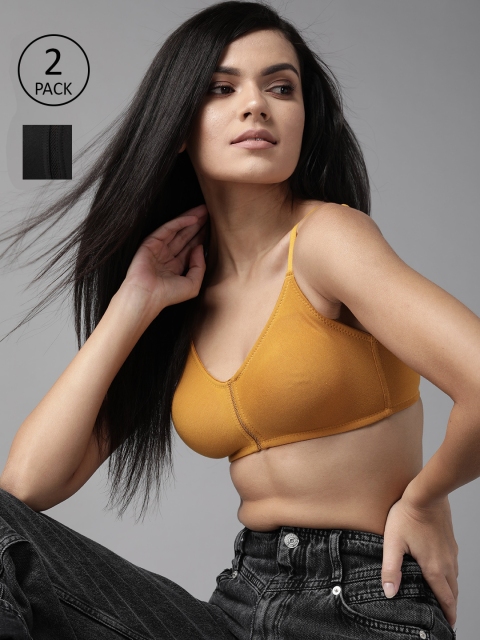 

Roadster Pack Of Two Solid Non-Wired Non Padded T-shirt Bra RDST-BRA-FAG-01, Mustard