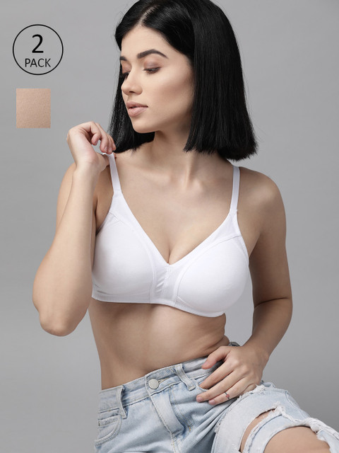 

Roadster Women Pack of 2 Solid Non-Wired Non Padded T-shirt Bra RDST-BRA-MFR-01, White