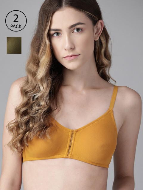 

Roadster Olive Green & Mustard Yellow Non-Wired Non Padded T-shirt Bra RDST-BRA-FAG-01