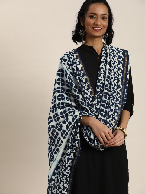 

Taavi Navy Blue & White Indigo Dyed Sustainable Dupatta