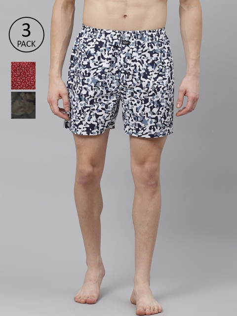 

Roadster Men Pack Of 3 Printed Pure Cotton Boxers RDS-KEN-MBOX- PRINT-03Z, White