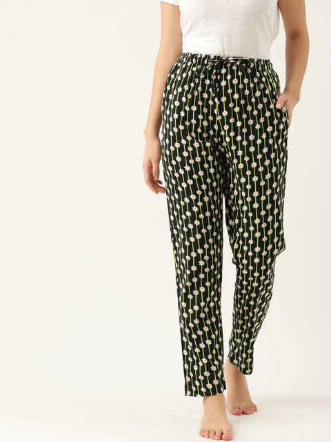 

ETC Women Black & Yellow Floral Printed Lounge Pants