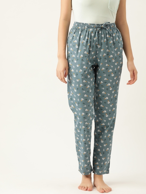 

ETC Women Grey & White Printed Regular Fit Lounge Pants