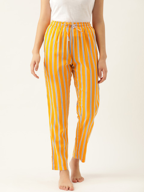 

ETC Women Orange & Blue Striped Regular Fit Lounge Pants