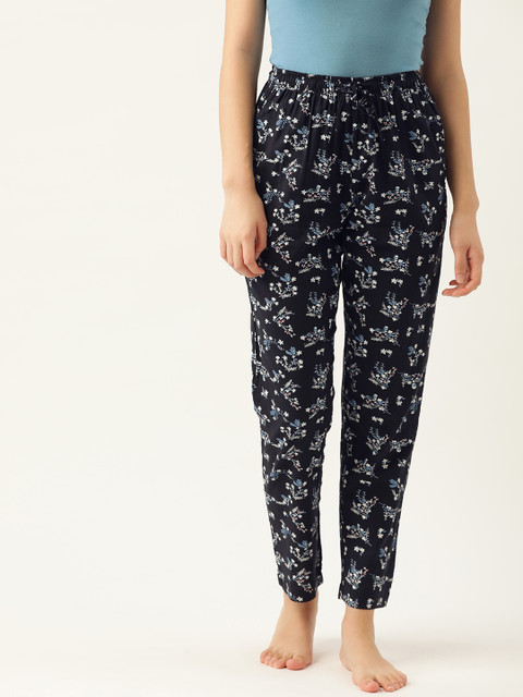 

ETC Women Navy Blue & White Floral Print Lounge Pants