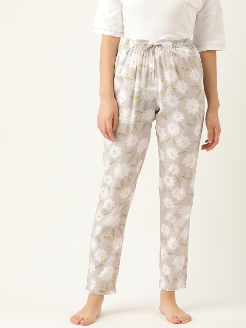 

ETC Women Beige & White Floral Print Lounge Pants