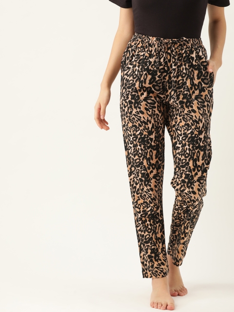 

ETC Women Black & Brown Animal Printed Regular Fit Lounge Pants
