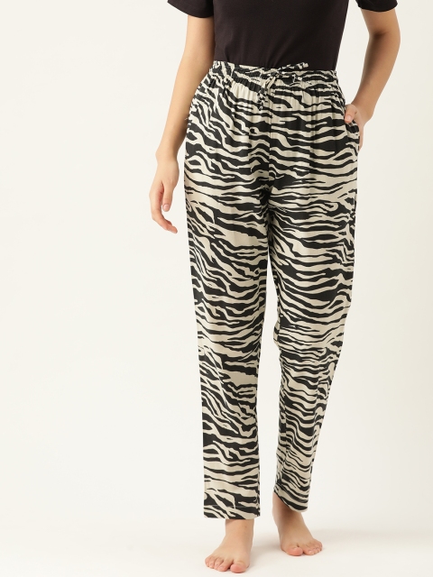 

ETC Women Off White& Black Animal Print Regular Fit Lounge Pants