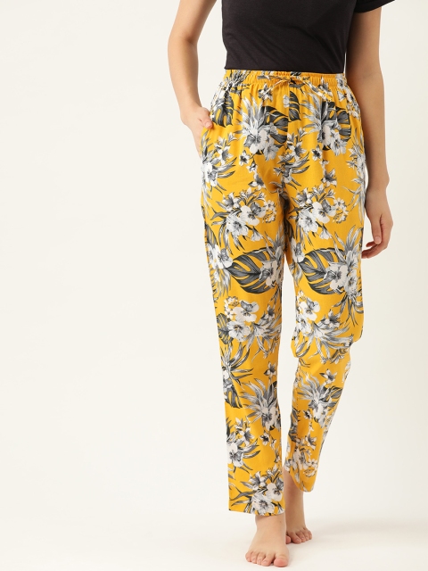 

ETC Women Yellow & Off-White Printed Lounge Pants