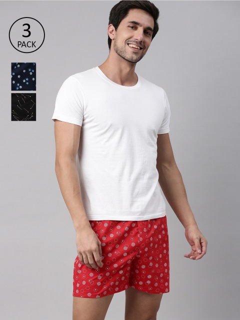 

Mast & Harbour Men Printed Boxers Pack of 3, Black