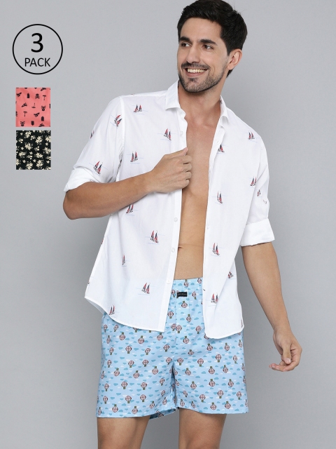 

Mast & Harbour Men's Pack of 3 Printed Boxers, Blue