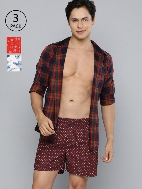 

Mast & Harbour Men's Pack of 3 Printed Boxers, Maroon