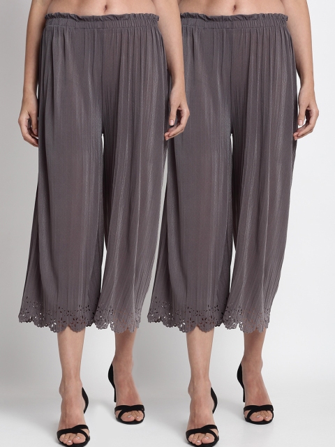 

NEUDIS Women Pack Of 2 Grey Regular Fit Solid Culottes