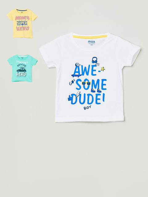 

max Boys Multicoloured Pack of 3 Printed T-shirt, Multi