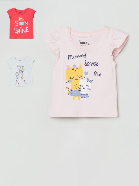 

Max Pack Of 3 Printed Pure Cotton Regular Top, Pink