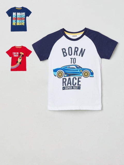 

max Boys Multicoloured Pack of 3 Printed T-shirt, Multi