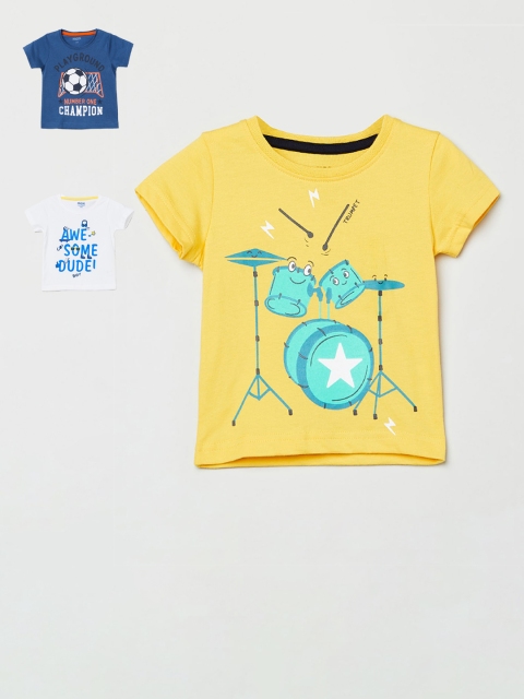 

max Boys Pack of 3 Blue Printed Round Neck T-shirt